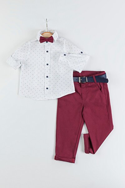 Gold Class Kidswear Leaf Patterned Shirt and Bow Tie Boy's Suit