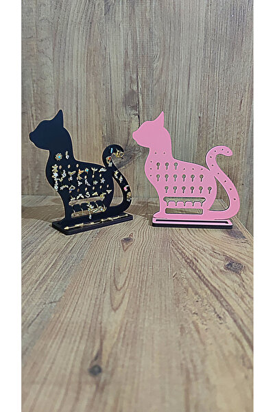 Genel Markalar Takı piercing Küpe Düzenleyici Organizeri Dekoratif Kedi Takı Standı 3 Adet piercing Pembe