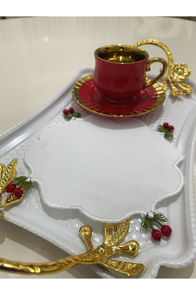 AYNAKIŞÇEYİZ Set de 2 broderie cu model de cireșe, broderie, lenjerie de cafe...