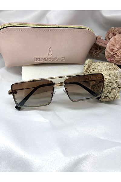 Di Caprio Burch Retro Brown Blue Gradient Glass Women's Sunglasses