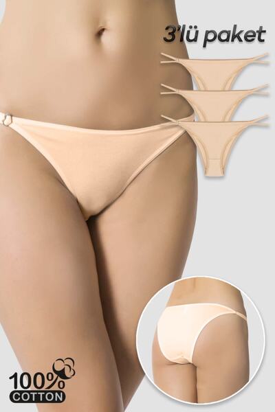 Papatya %100 Pamuk Ip Kenar Düşük Bel Külot 3'lü Paket