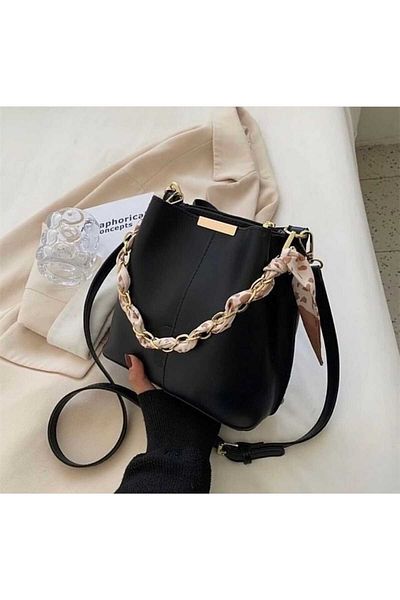 Drcmood Geantă din piele moale eșarfă albă Diana cu accesorii cu lanț