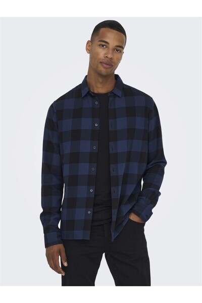 Only & Sons Men's Checkered Long Sleeve Shirt 22007112