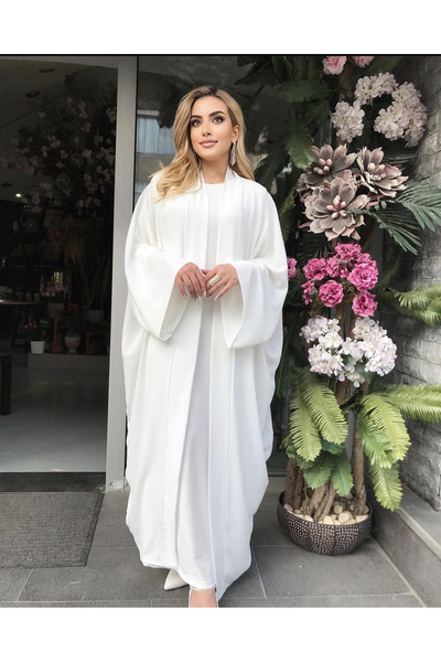 GLADNESS Custom Made Crepe Abaya Dress White