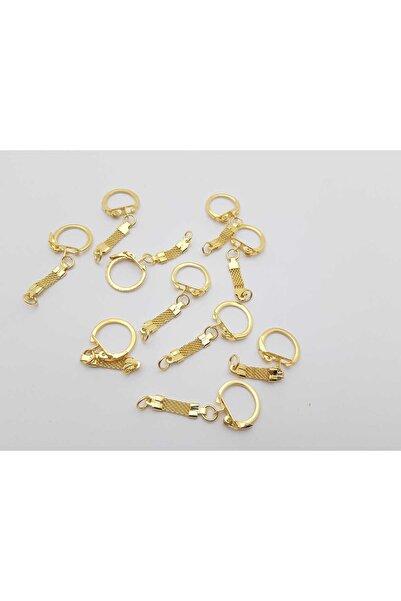 hepsisecilir Altın renginde metal hasır (çelik) anahtarlık halka klipsi 1 poş...