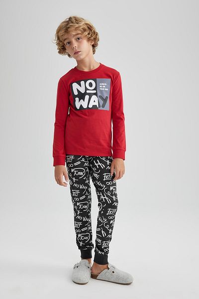 DeFacto Boy's Printed Long Sleeve Pajama Set