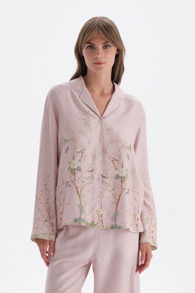 Dagi Light Lilac Metering Printed Woven Shirt