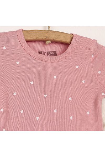 ebebek Hello Baby HelloBaby 2 Piece Heart Pattern Short Sleeve Body Baby Girl