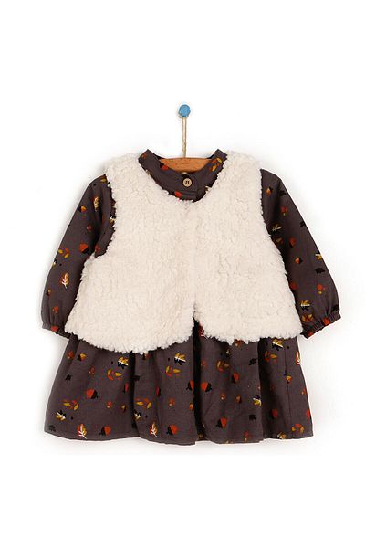 ebebek Hello Baby HelloBaby New Adventure Baby Girl Dress with Vest Detail