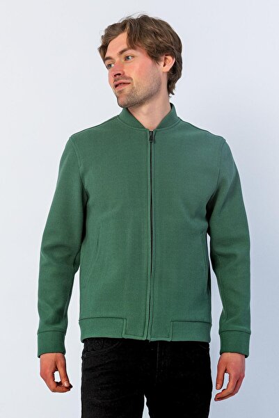 Cekmon Erkek Regular Fit Pilot Yaka Fermuarlı Cepli Kışlık Astarsız Kaşe Mont