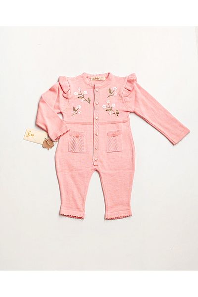 a baby Baby Jumpsuit Cotton Floral Embroidered
