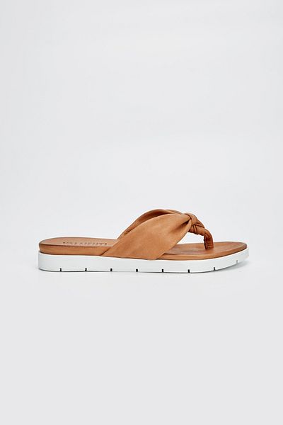 Valmenti Women's Tan Leather Flat Slippers
