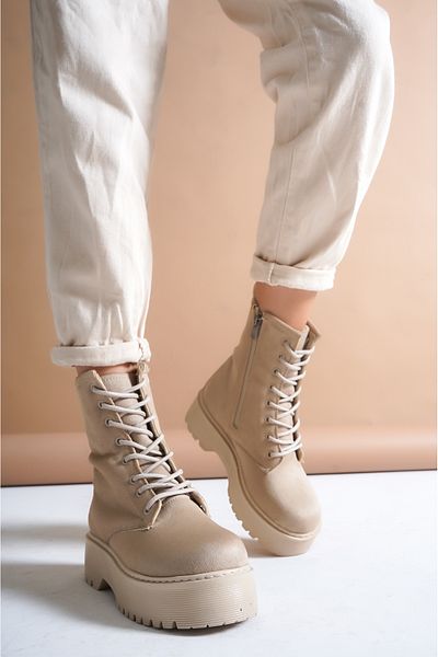 Lolita Love Shoes Γυναικείο μποτάκι με δαντέλα με χοντρή σόλα