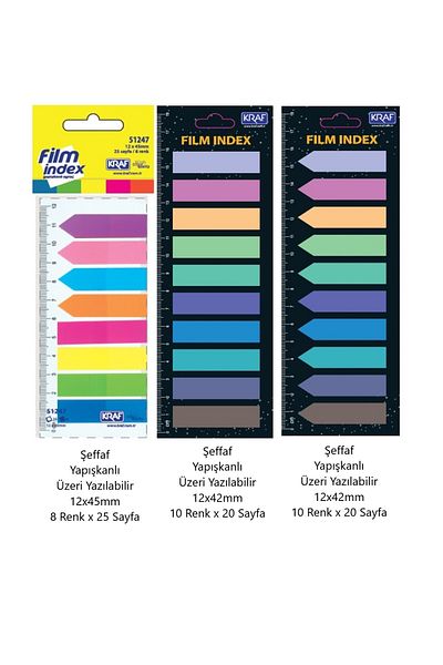 KRAF 3-Pack Clear Film Index Flags Set - 433 Sheets