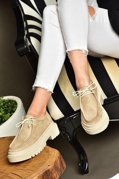 Fox Shoes R294783002 Damenschuhe aus hellbraunem Wildleder