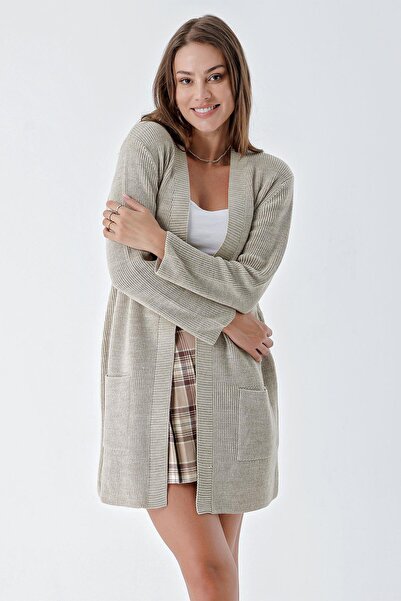 CHUBA Γυναικεία Πλεκτή Ζακέτα Τσέπης Θεσσαλονίκης Μπεζ 24W110