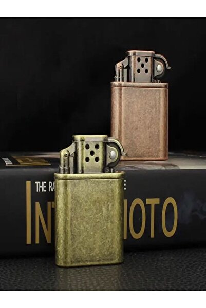 HK GİFT SHOP Bronzy Constantine Çakmak, Antik Stil, Ahşap Işçiliği Gazlı Çakmak