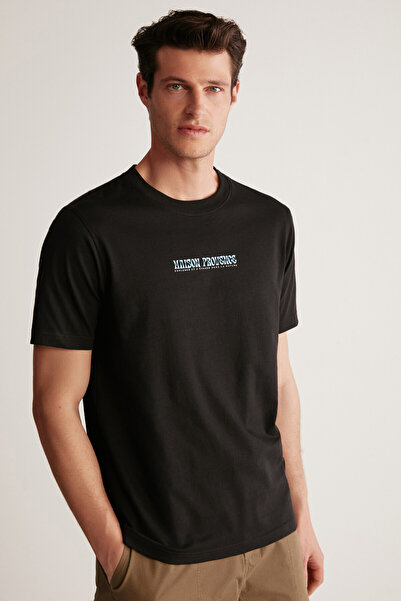 GRIMELANGE Jednoduché černé tričko Dexter Regular Black