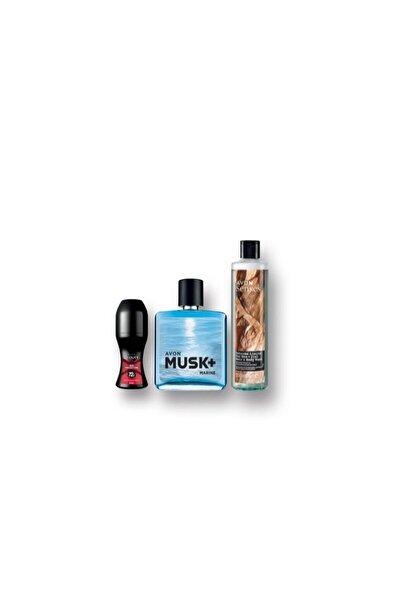 AVON Musk Marine + On Duty Max Protection Erkek Roll-On + Senses Duş Jeli 3'lü