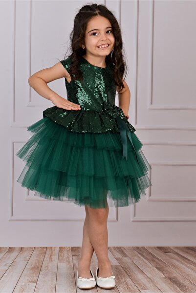 Mixie Green Girl's Tulle Evening Dress Party and Birthday Dress