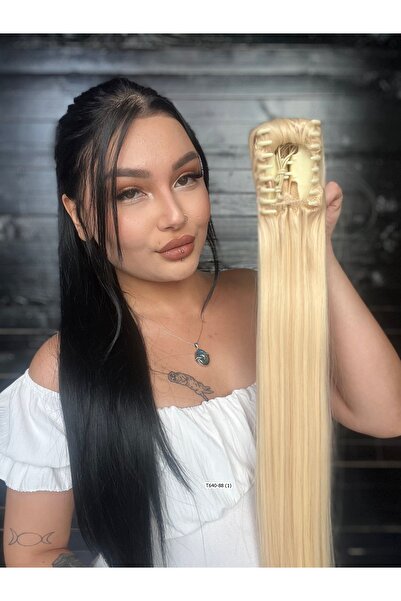 Suzan Peruk 70cm Postiş Tokalı Düz At Kuyruğu - Platin