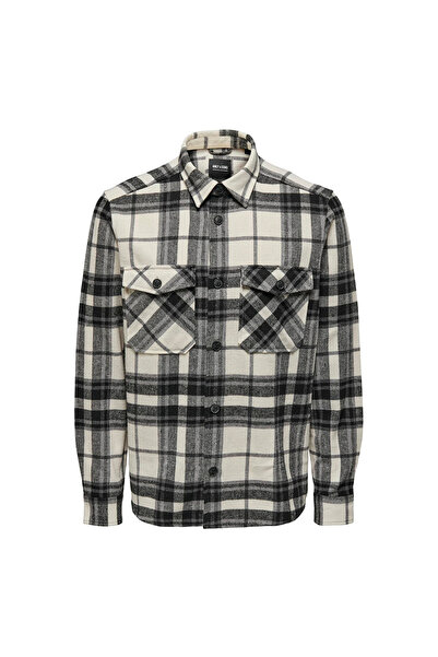 Only & Sons Rahat Beyaz Kareli Erkek Gömlek 22026313_ONSMILO LIFE OVR CHECK LS