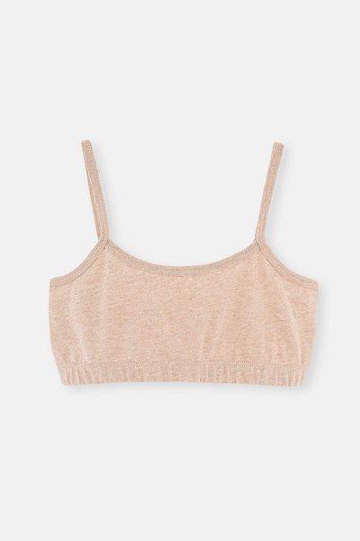 Dagi Beige Melange – Braun meliertes 2-teiliges Mädchen-Bustier aus Baumwolle