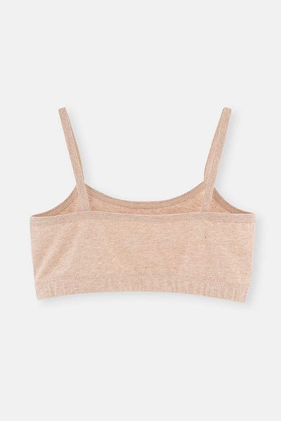 Dagi Beige Melange – Braun meliertes 2-teiliges Mädchen-Bustier aus Baumwolle