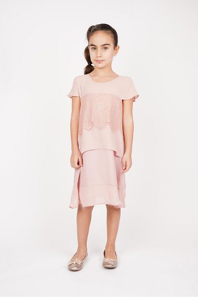 best kids Girl's Powder Lace Detailed Dress