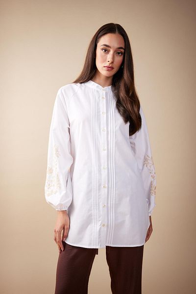 DeFacto Relax Fit bedruckte Popeline-Langarmtunika B1542ax23hs