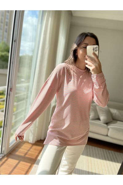 two in sis Colorful Striped Knitted Tunic Hijab Striped Tunic