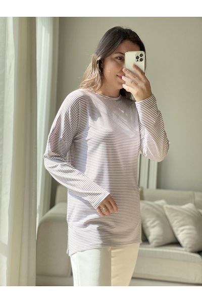 two in sis Χρωματιστό ριγέ πλεκτό χιτώνα Hijab ριγέ χιτώνα