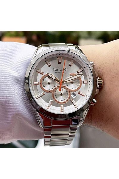 Ferrucci Men's Multifunctional Metal Band Wristwatch