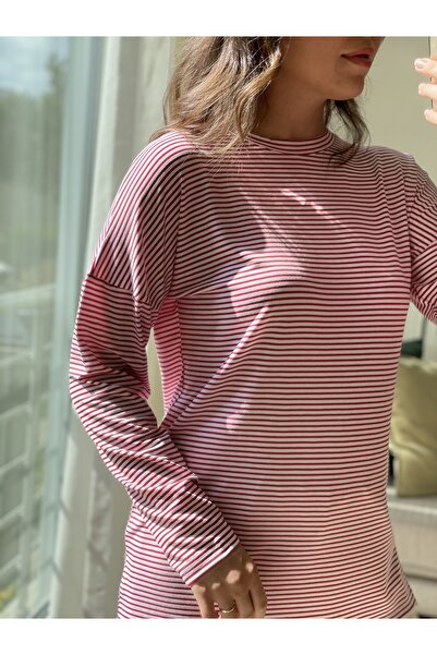 two in sis Colorful Striped Knitted Tunic Hijab Striped Tunic