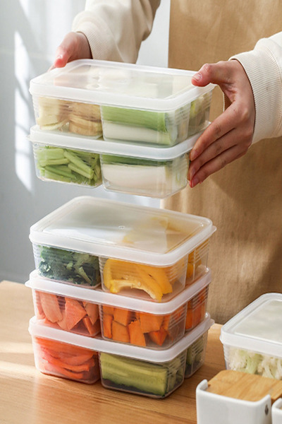 Bayev Large 10 Pieces Frozen 4-Compartment Food Dispenser Meat and Vegetable Storage Container - Rosehead Meat Grinder Organizer