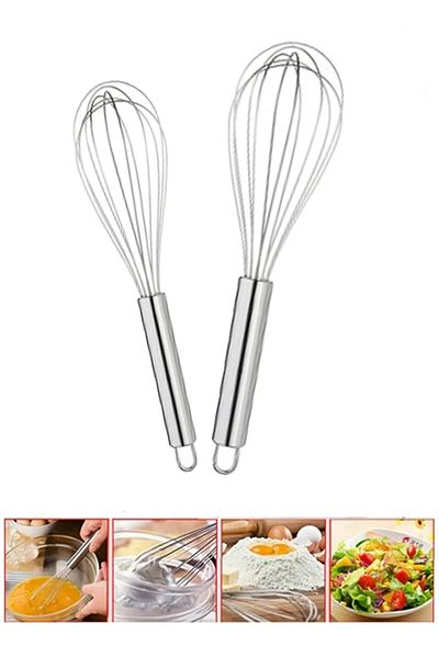 Bayev Stainless Metal Whisk Set - 2 Different Sizes, Egg and Yogurt Mixer Mixer