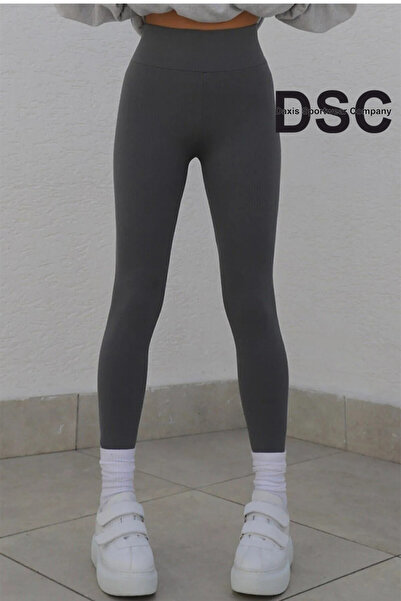 DAXİS Sportwear Company Kadın Gri Yüksek Bel Dikişsiz Fitilli Tayt