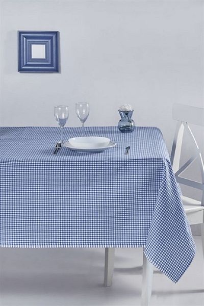 Ponitex 3910 Alas Gingham Fata de masa Picnic si Vesela Pânză Albastru-Alb Pitikare 170x170 cm.
