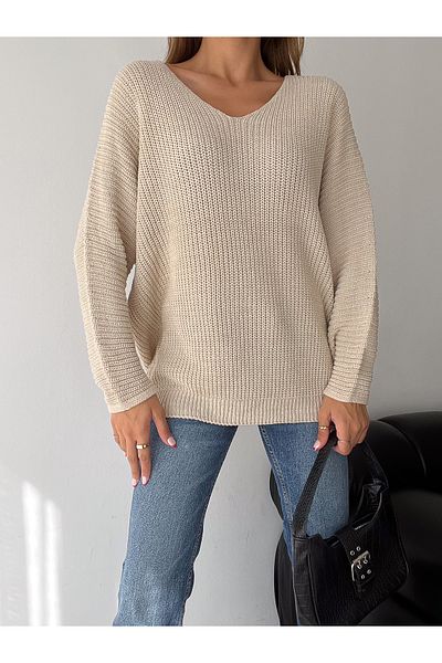 Slim'N Lift Pulover de damă oversize, tricotat Thessaloniki, cu decolteu în V