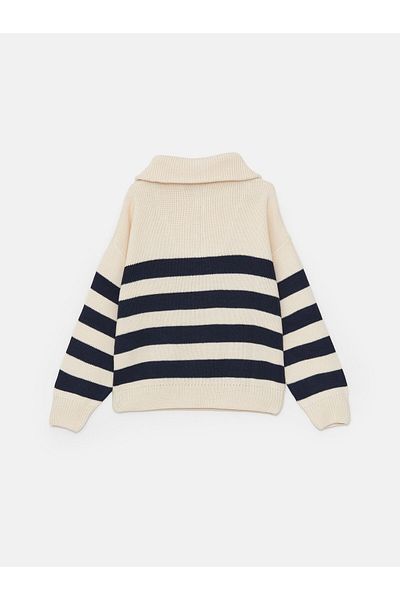 LC Waikiki Dziewczęcy sweter z dzianiny w paski i z długim rękawem