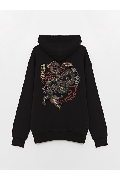 LC Waikiki Uzun Kollu Baskılı Erkek Hoodie