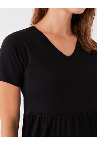 LC Waikiki LCWAIKIKI Maternity V λαιμόκοψη μονόχρωμο κοντομάνικο φόρεμα εγκυμοσύνης