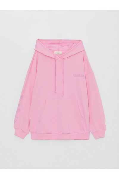 LC Waikiki Bedruckter Langarm Oversize Damen Hoodie Mutter Mädchen Kombination