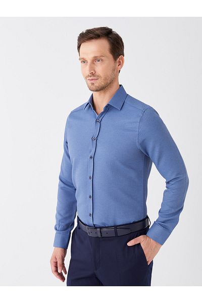 LC Waikiki Men's Shirt - Slim Fit, Long Sleeve, Dobby