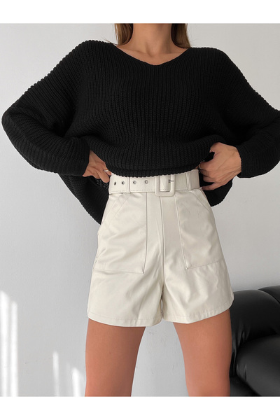 Slim'N Lift Women's Oversize V-Neck Thessaloniki Knitted Knitwear Sweater