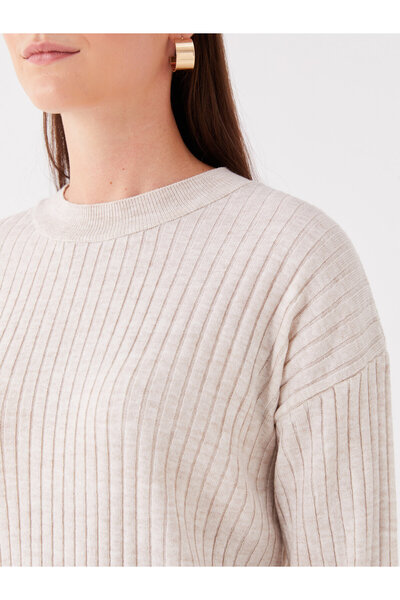 LC Waikiki Crew Neck Self-Patterned Long Sleeve Women's Knitwear Tunic