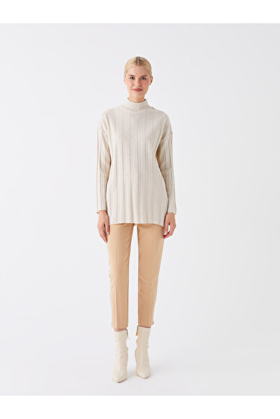 LC Waikiki Yarım Balıkçı Yaka Düz Uzun Kollu Kadın Triko Tunik