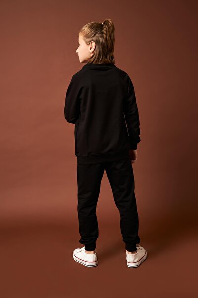 Perendi Superior Print Detailed Boy's Sweatpants Black