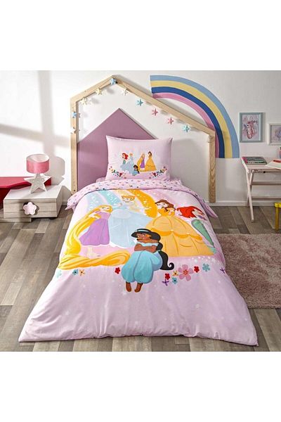 Taç Licensed Princess Rainbow Single Duvet Cover Set Elastic 160 Cm X 220 Cm