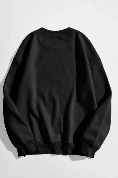 cheretion Hanorac oversize unisex, negru, de culoare solidă